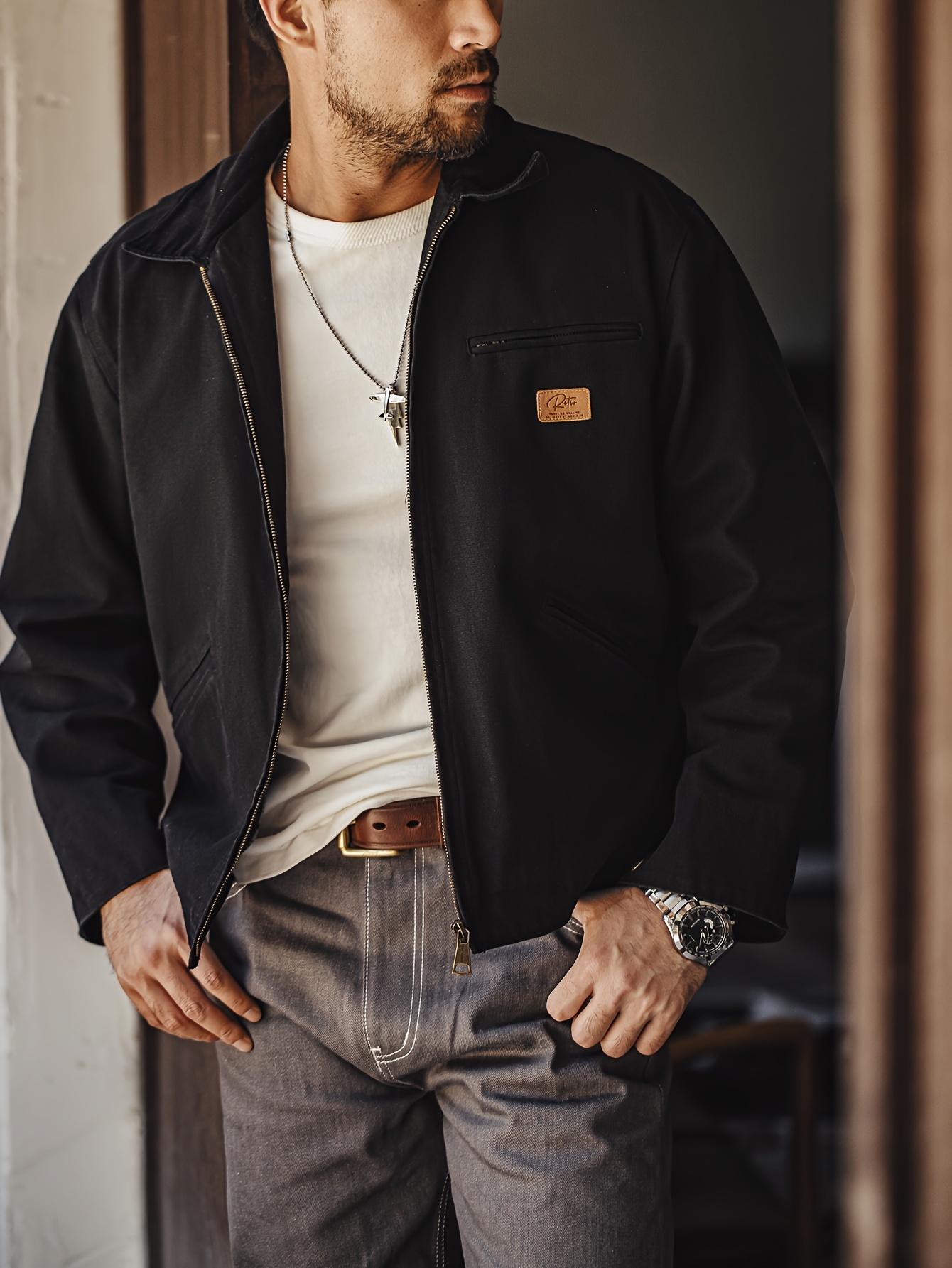 retro detroit jacket j001 vintage style canvas jacket - Temu Greece