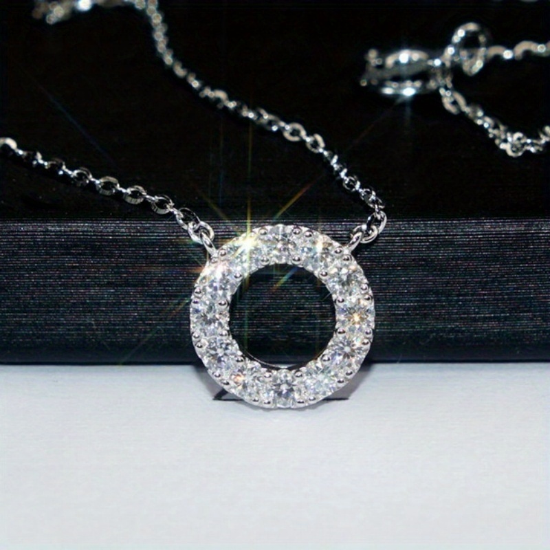 Image of 1pc Women's Fashion Pendant Necklace With Synthetic Synthetic Zirconia Circle Pendant, Elegant Necklace For Women's Engagement, Wedding, Daily Casual, And Party Jewelry