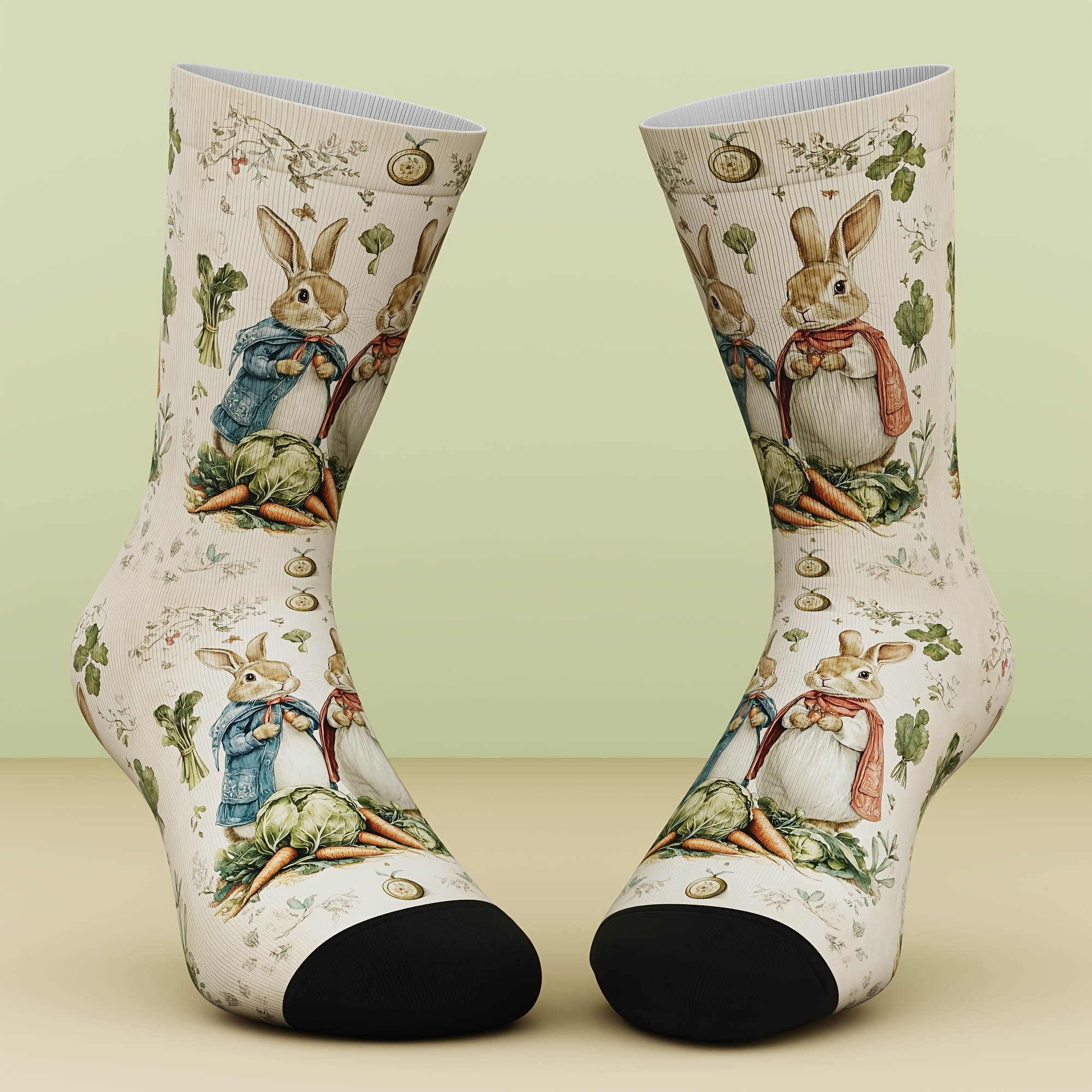 TEMU Of Unisex Socks, Easter-themed, Featuring Cute Rabbits And Easter Egg Patterns, Made Of Bamboo Fiber, Suitable For Casual Outdoor Sports,