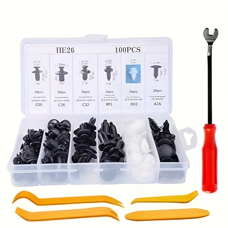 

100pcs Universal Car & Plastic Fasteners Kit - Pp , Pin Set For Mud , Panels, Dashboard Removal Tool