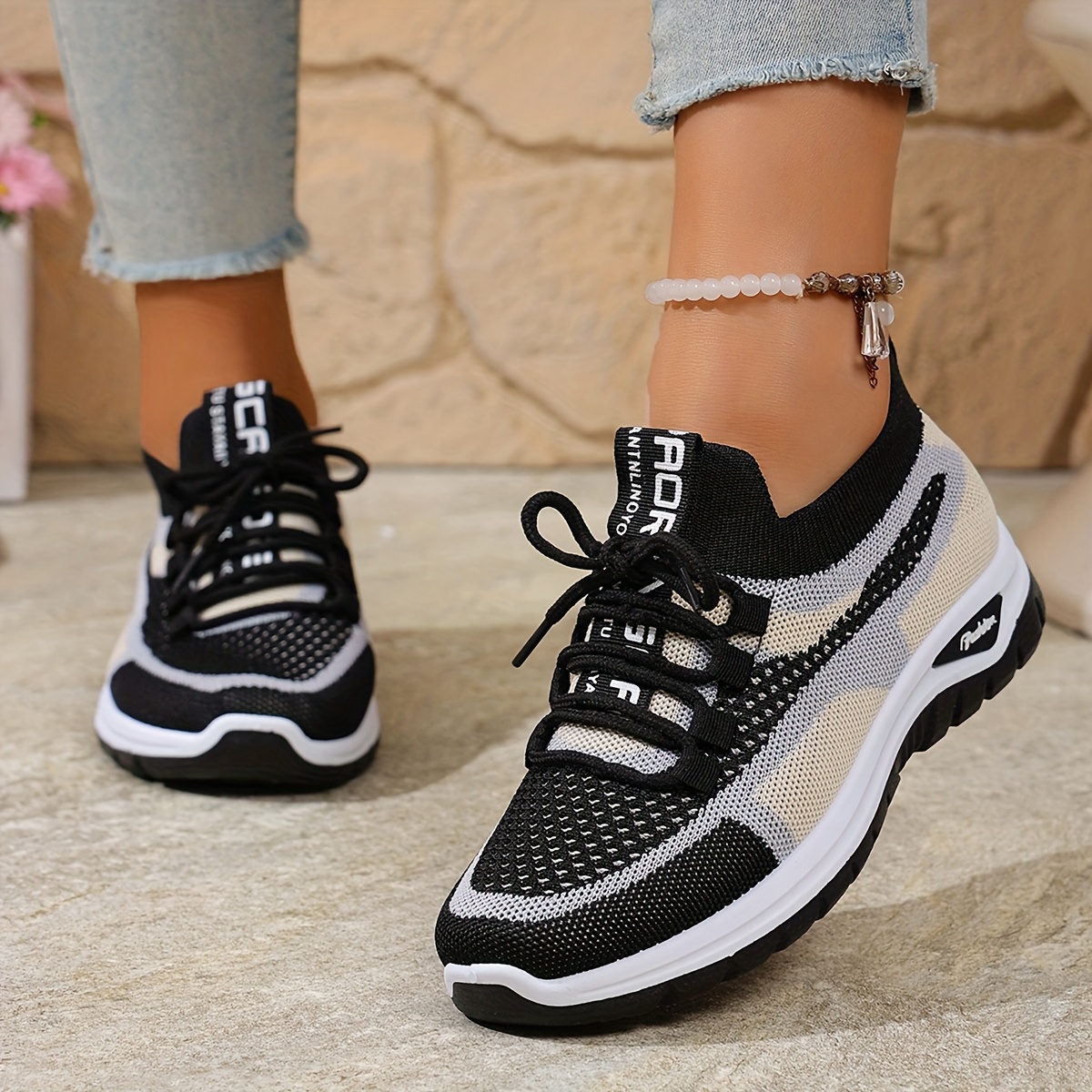 Lightweight Lace-Up Casual Sneakers - Women's Breathable Mesh Shoes with Comfortable Soft Soles, Suitable for Travel, Gardening, and Daily Wear | Gradient Color Block Design + Wear-Resistant PU Outsole + Low-Top Gradient Casual Sneakers, Women Shoes
