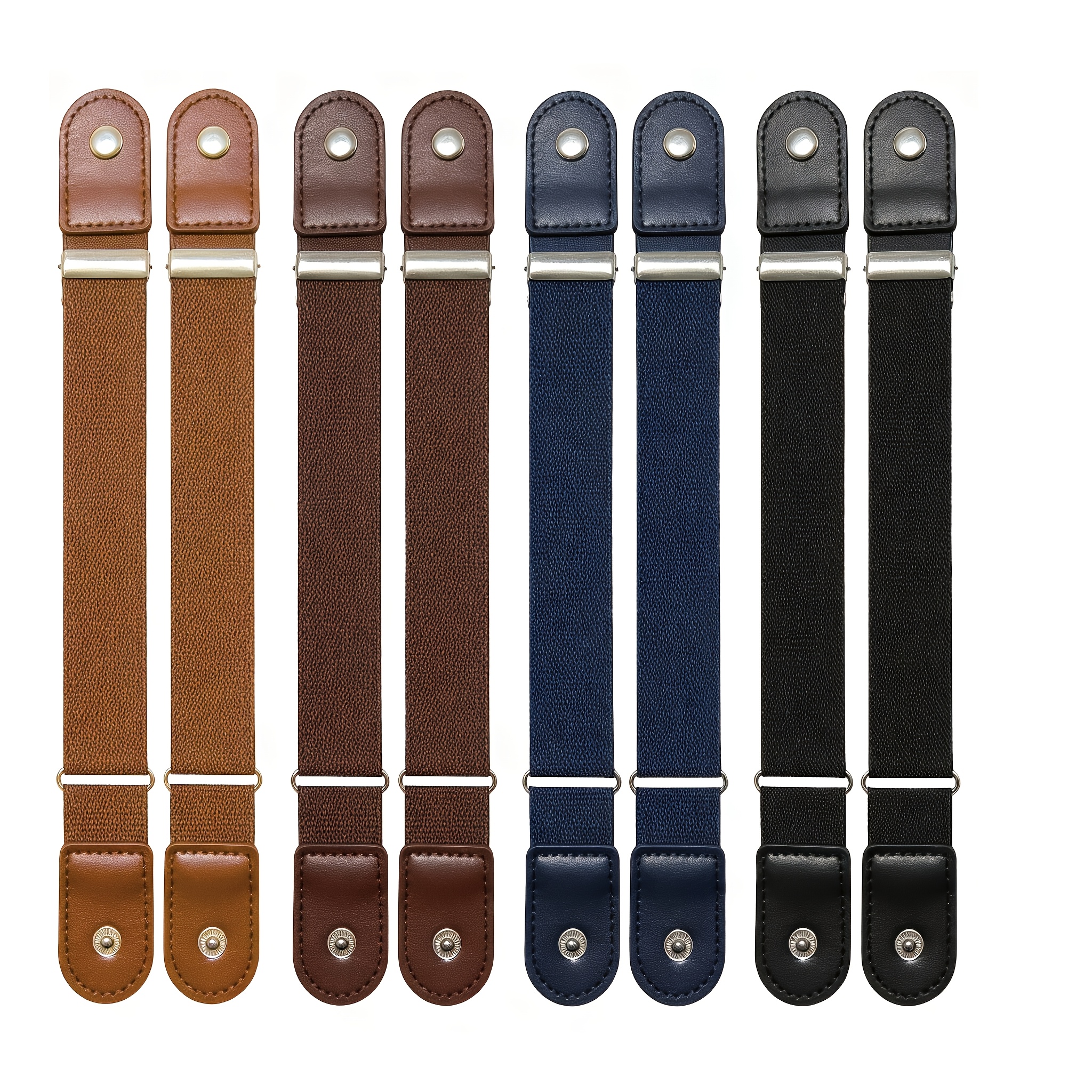 TEMU 8pcs Invisible No-tie Elastic Waistband, No-undo Belt, Unisex Anti-slip For Jeans And Suits