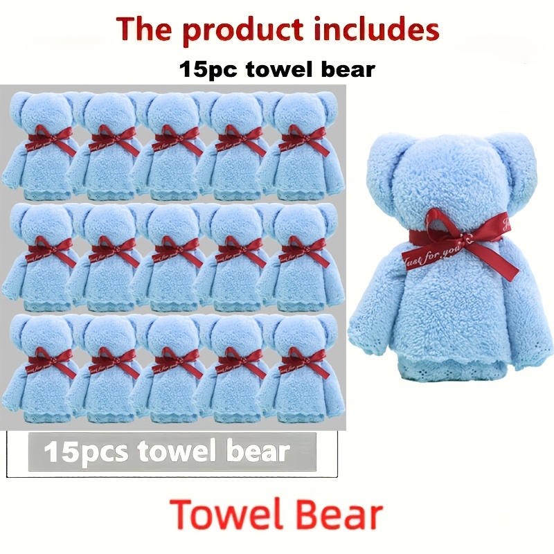 TEMU 15pcs Set Of Little Bear Hand Towels, Measuring 30*30cm ( * Inches). Practical And Bathroom Towels Hung On The Wall And Make For A Gift Option