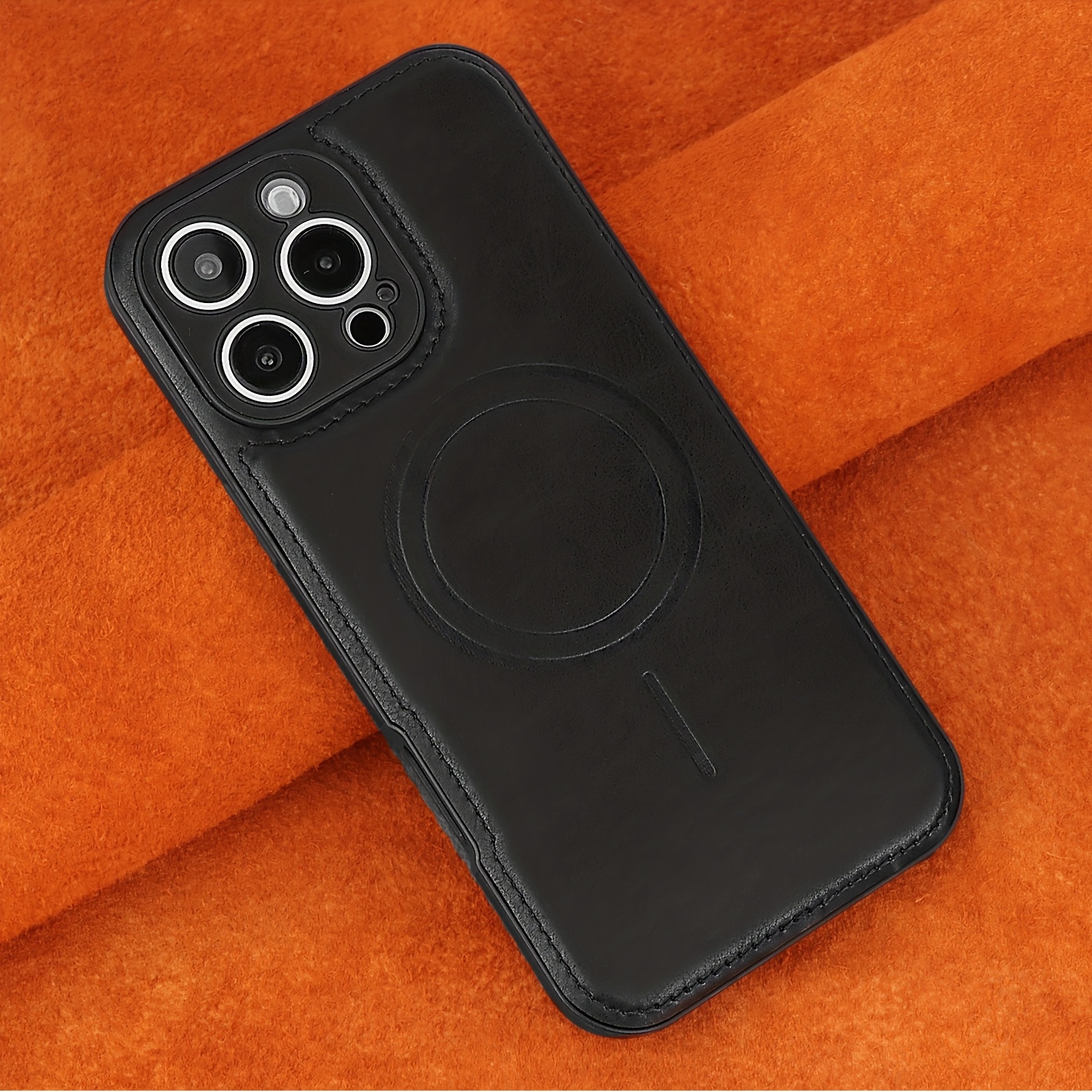 Synthetic Faux Leather Cover for Iphone 17/16/15/14/13/12 Pro Max Plus, Works with Magnetic Wireless Charger, Stylish Luxury Slim Shock-Resistant Complete Protection Case, I