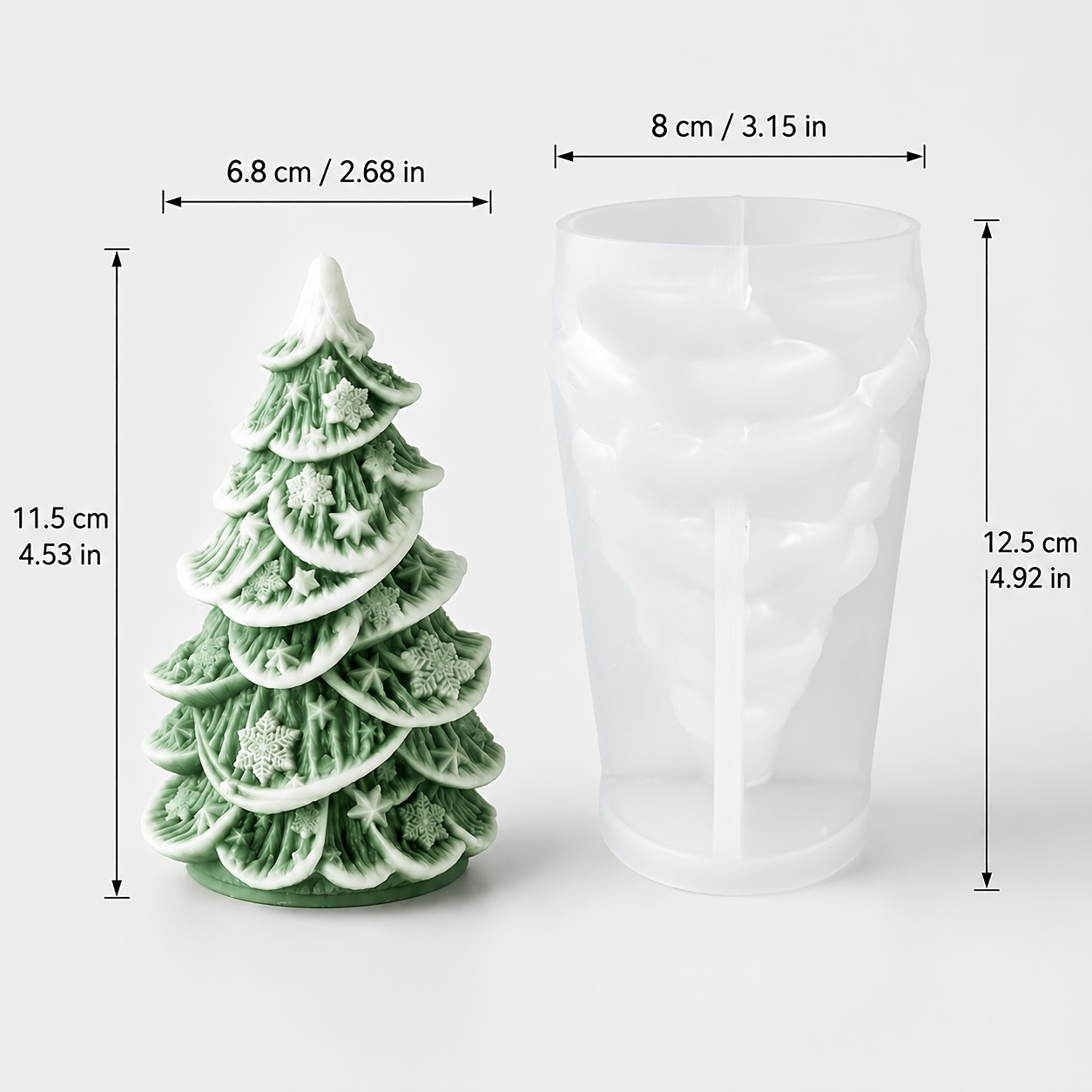 TEMU Stampo in resina e silicone, Stampo in silicone 3D ad albero di Natale, Stampo per realizzare statuine bomboniera a forma di scatola regalo