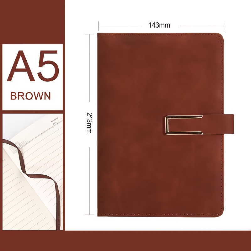 1pc A5 Leather 200 Pages Hardcover Notebook, Lined Notebook Journals With Strong Cober Stitching, 80 Gsm Thick Durable Paper For School Work Bussiness, Back To School, Easter Gift, Assorted Color