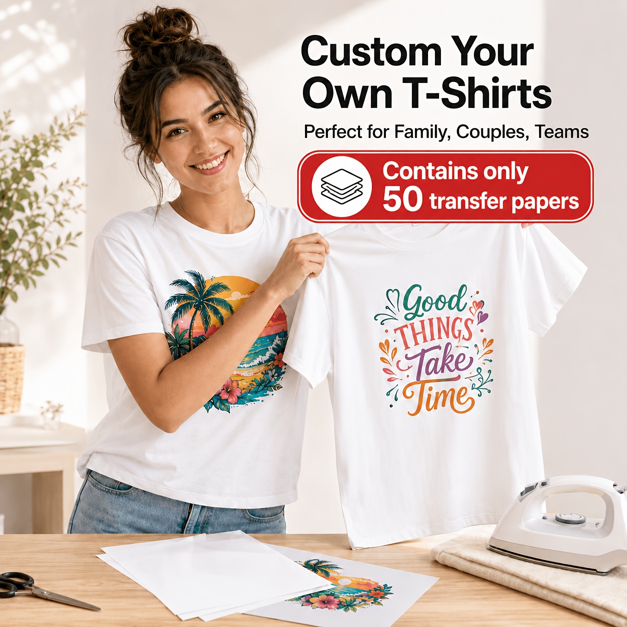TEMU A4 Size Thermal Transfer Paper, Compatible With Epson, , Thermal Sublimation Printers, Suitable For Light-colored Fabrics, 8 Sheets/50 Sheets,
