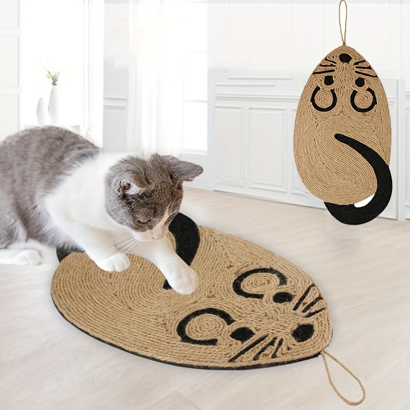 

Sisal Cat Scratcher With Hanging Mouse Toy - Protects Furniture, Claw-sharpening Mat For Cats