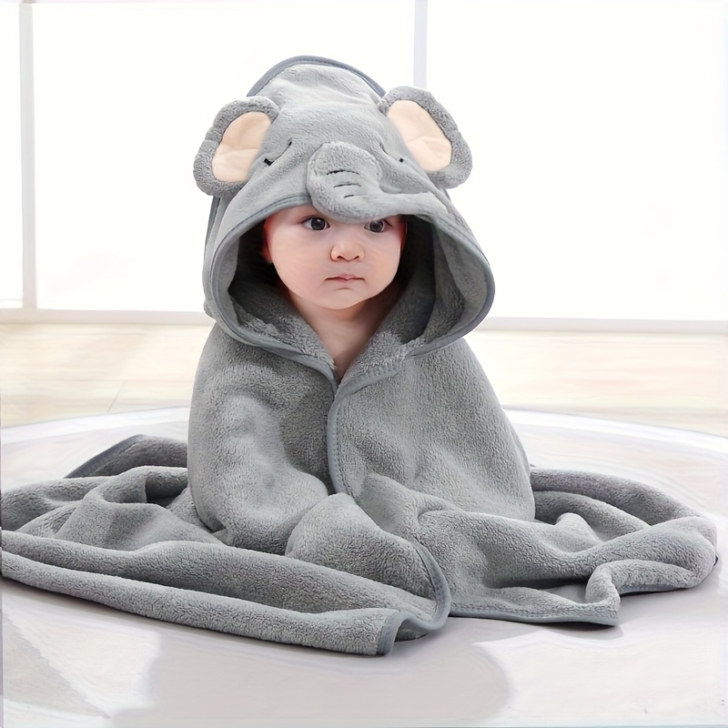 One or four adorable cartoon-design children's hooded coral velvet bath towels, perfect for newborns and kids aged 0-6 years. Highly absorbent baby wraps and blankets make great gifts for little ones