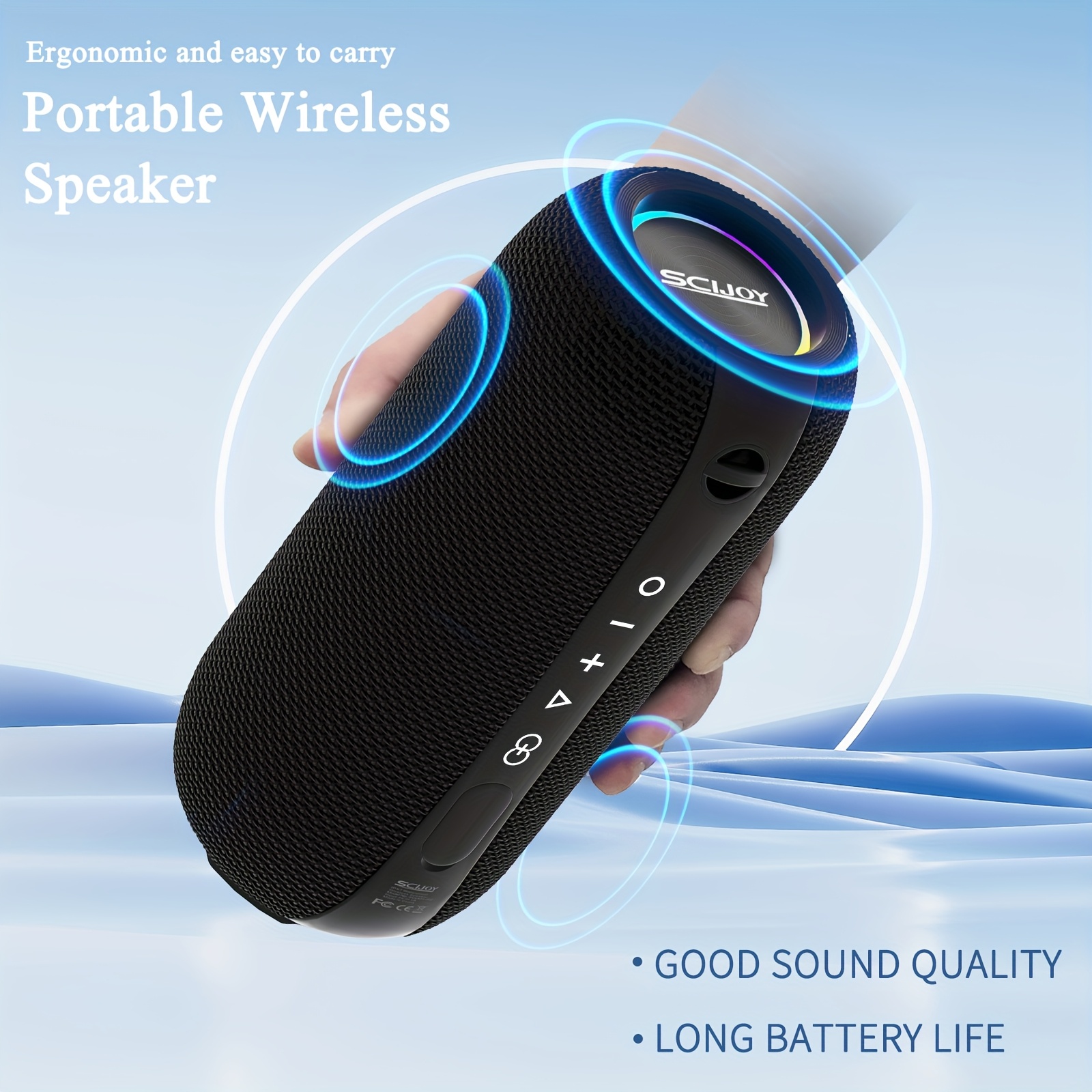 TEMU Portable Speaker, Speakers Wireless Loud Stereo, Deep , Rgb Lights, For Party, Shower, Outdoor Music Speaker, Mobile Audio Device, Portable