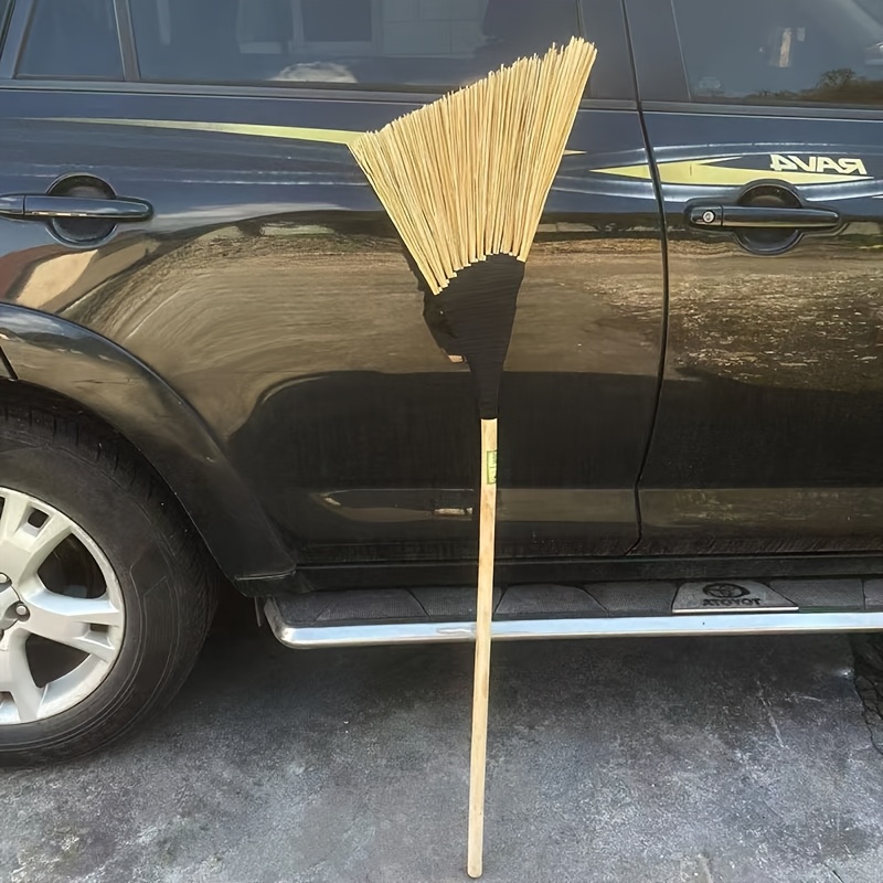 versatile bamboo silk angled broom for hard floors outdoor use   sweeping snow leaves   details 6