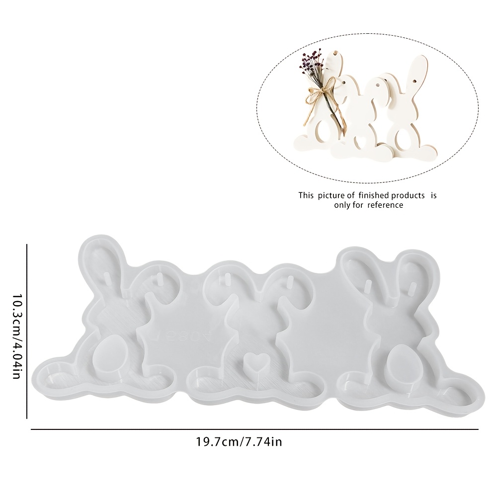 E-shop 3-in-1 -Silikonform für DIY-Harz-Bastelarbeiten – Hasen-Anhänger-Hersteller mit sitzenden/stehenden/liegenden Hasenstellungen, Gips- & Harzform