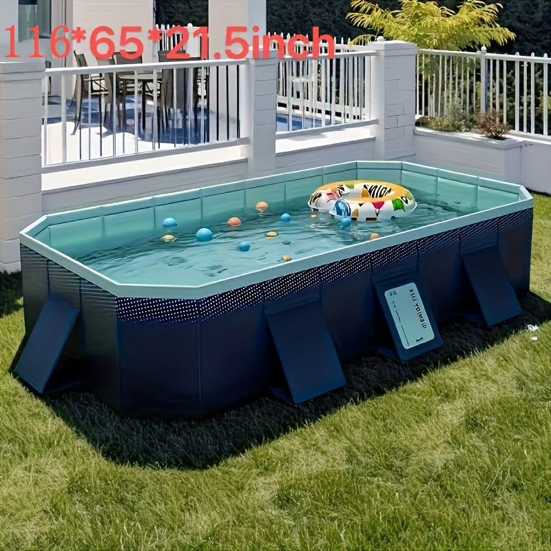 Image of 116inch Durable Hard Plastic Shell Foldable Outdoor Swimming Pool - Easy-setup, No Inflation Needed, Space- Design For Backyard Garden Or Dog Pools Home & Outdoor Use Large Swimming Pool