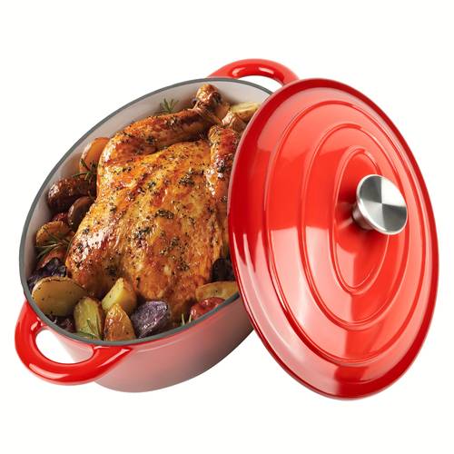 enameled oval dutch oven pot with lid and dual handles cast iron dutch oven for cooking bread baking non stick enamel coated cookware