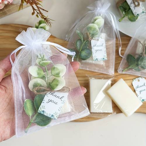 20 sets soap packs mini soap favors for guests small scented soap with mini eucalyptus greenery and gift tags white hand soaps packs for baby shower bridal shower wedding birthday party gifts for guests
