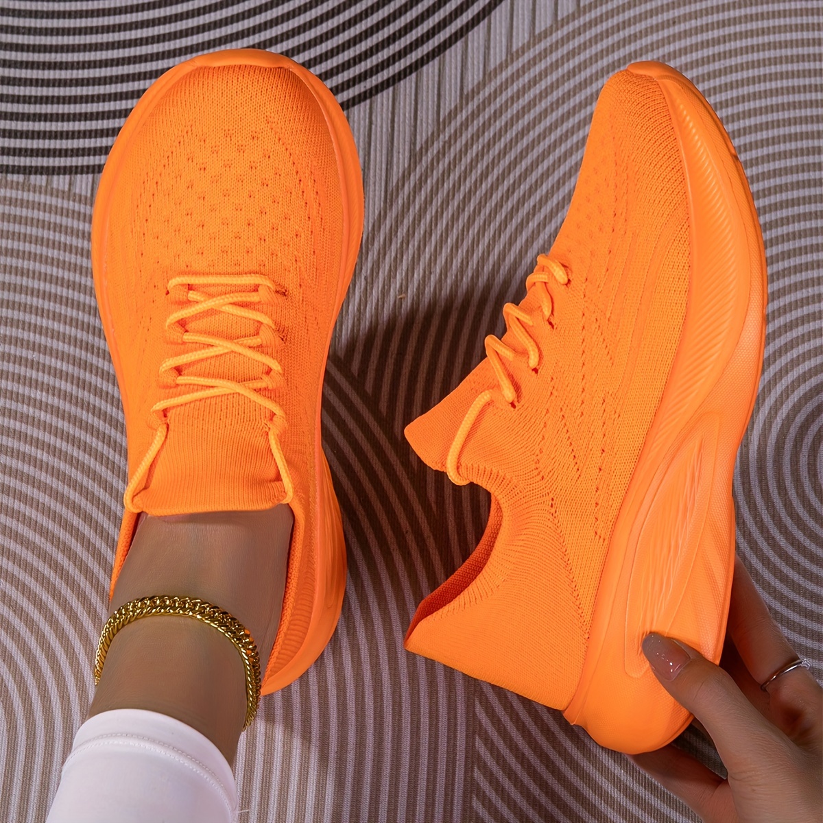 Image of Orange Khaki Pink Minimalist Trendy Fashion Versatile Walking Fitness Breathable Lightweight Casual Athletic Shoe, Women Shoes, Sneakers