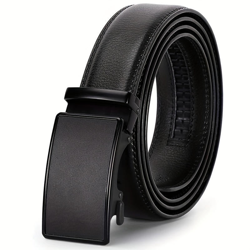 

Men's Formal Wear Genuine Leather Belt, Convenient Casual Sliding Belt With Adjustable Buckle, Ideal Choice For Gifts