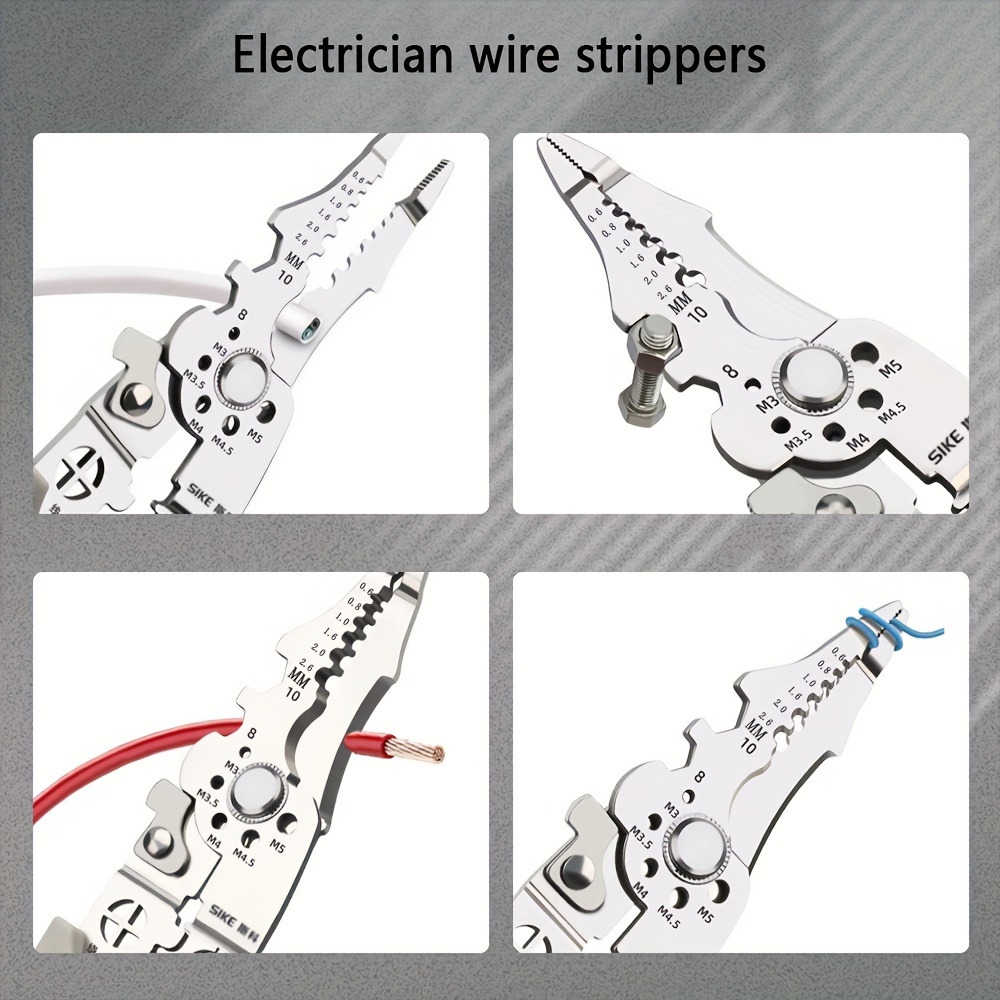 1pc wire stripper multifunctional wire winding and separation pliers squeegee leather crimping industrial wire cutting wire tube stripper for industrial construction household electrician details 4