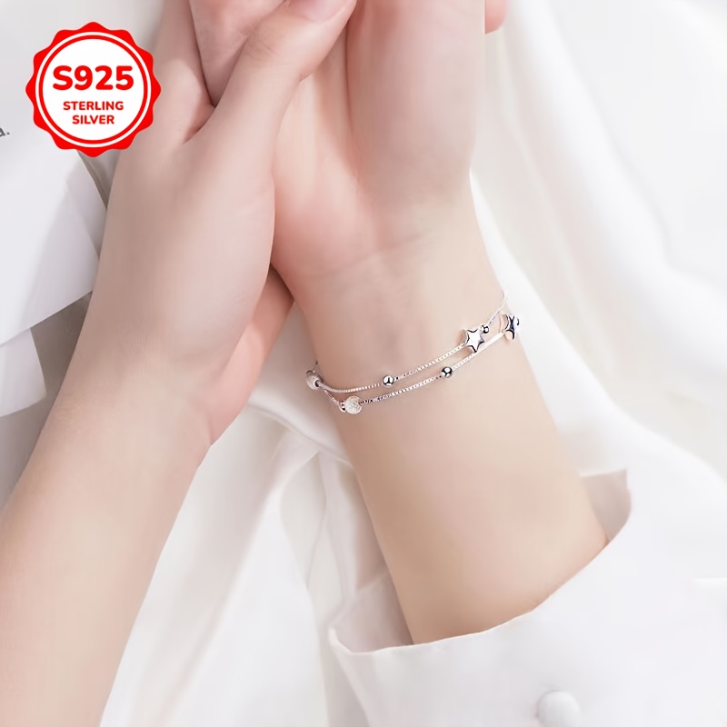 Sterling Silver Double Layer Star Bracelet