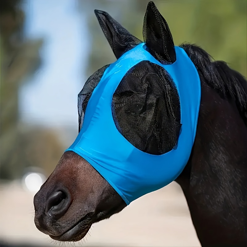 

Breathable Anti-mosquito Horse Fly Mask - Comfortable Polyester Equestrian Head Cover For Horses