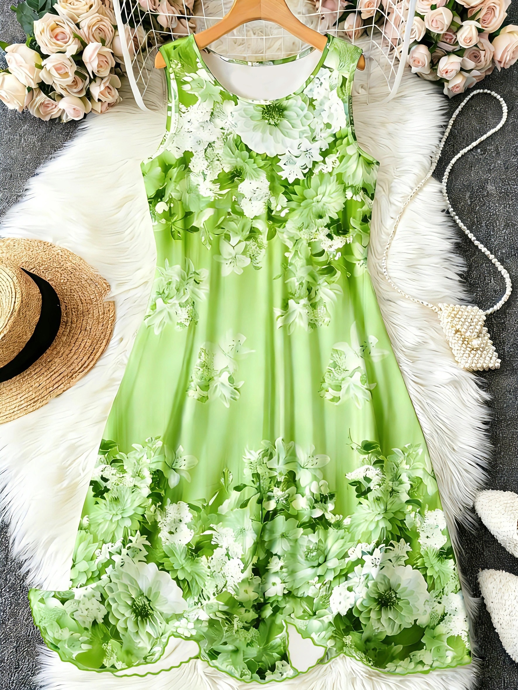 womens plus size floral print sleeveless elegant a line   elegant nightgown
