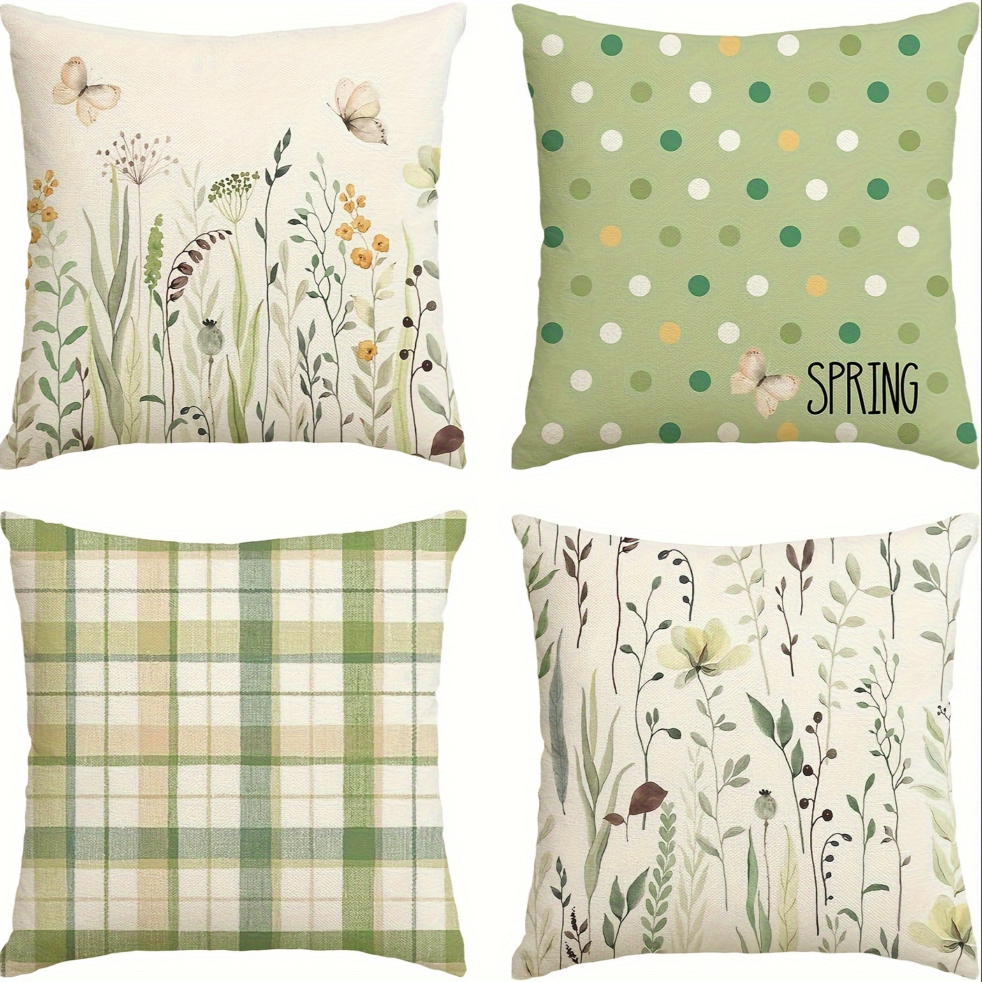 TEMU 4pcs, Flowers Throw Pillow Covers, Cushion Case Decorations For Sofa Couch (no Pillow Core)