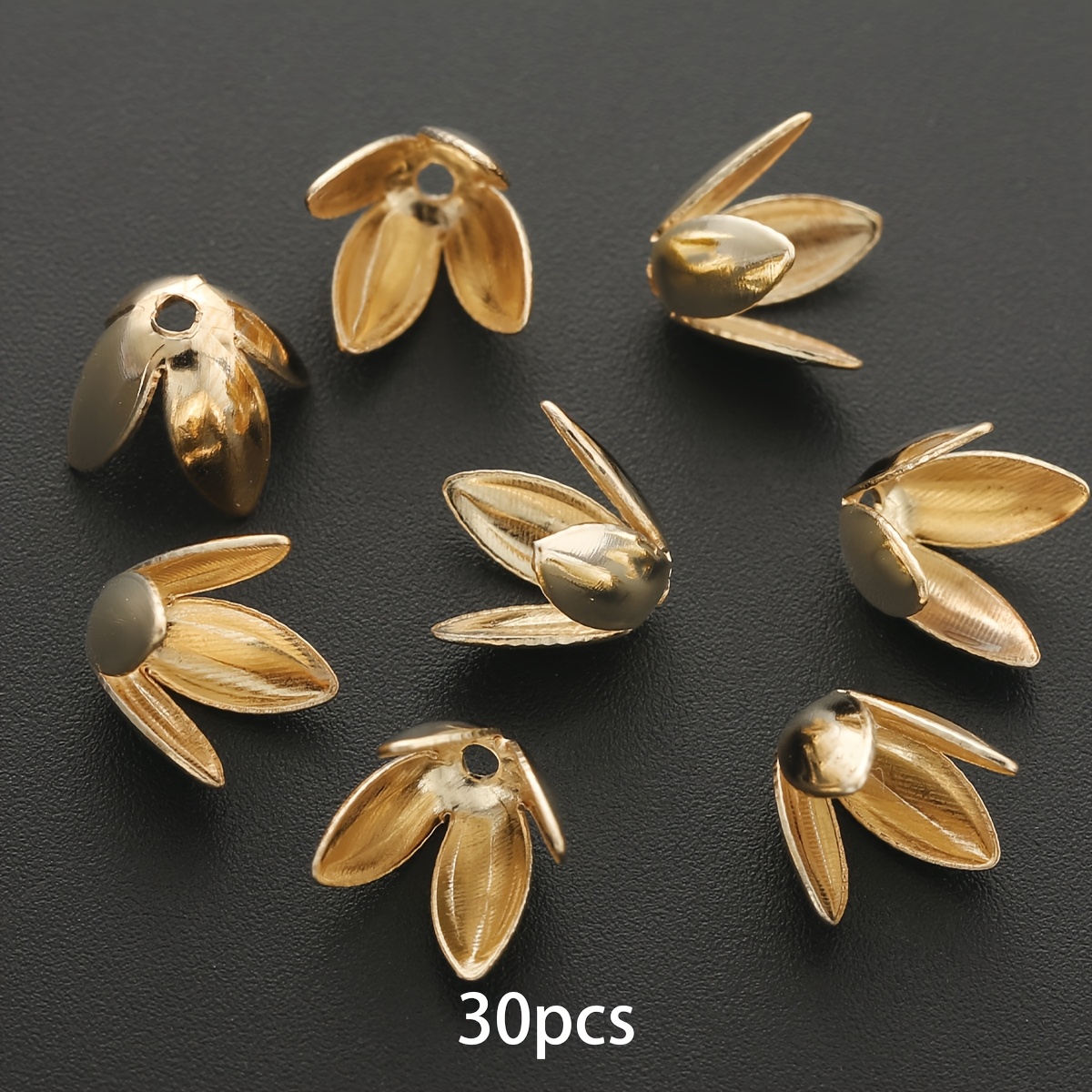 30pcs of four petal flower bead caps   mixed colors flower   beads string bead flower holders pendant loose beads decorative beads ear pendant pendant bases bracelet necklace tail caps bead connectors suitable for handmade