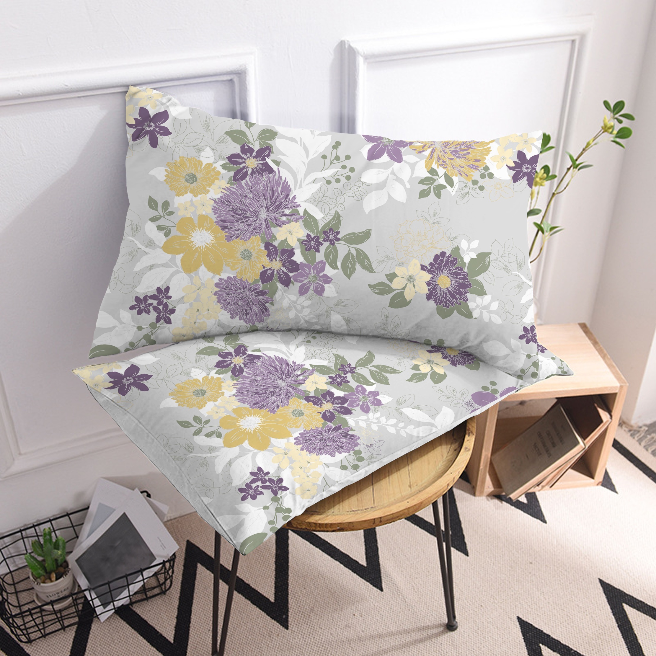 2pcs flower pattern brushed printed pillowcase soft and breathable suitable for bedroom sofa home decoration no pillow core details 2