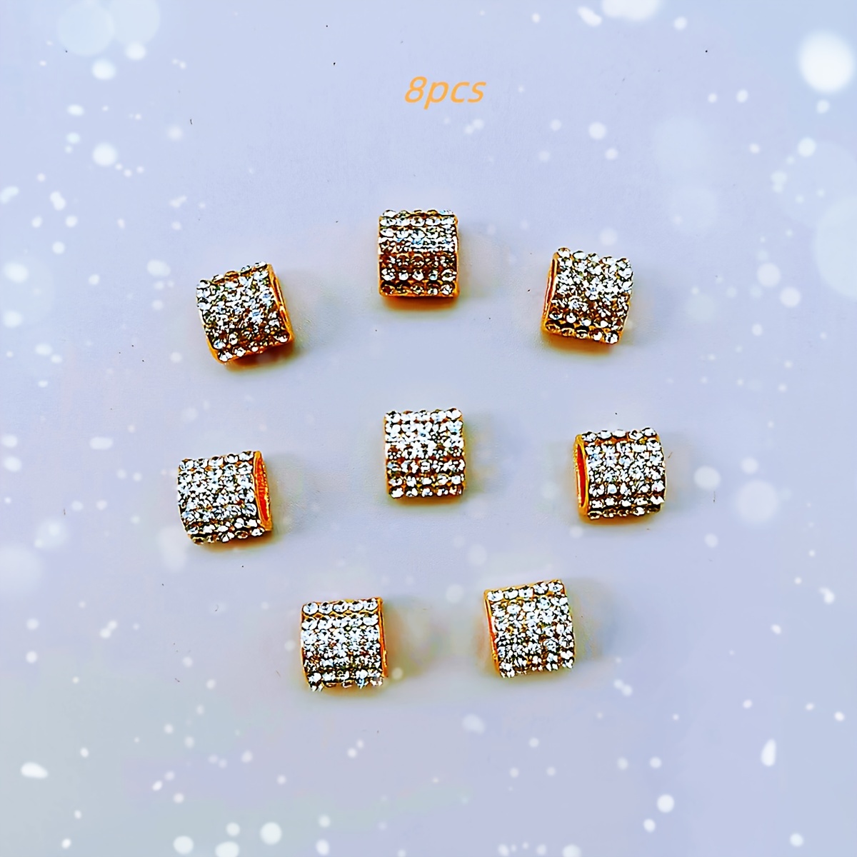 Casual White Sneakers Lace Decorative , Golden Rhinestone Lace 8pcs Shoe Additions, Shoes Not Included, Without Battery