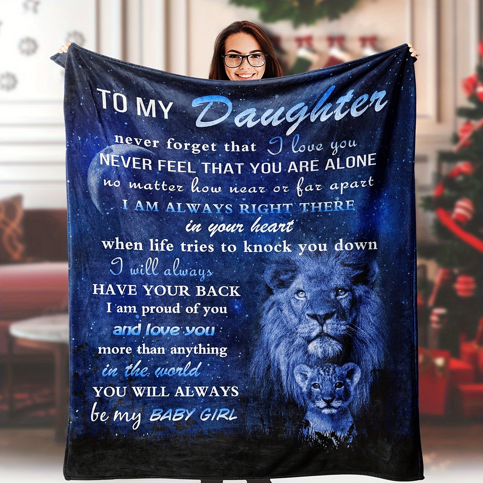 

Daughter Gifts From Dad - Daughter Blanket, To My Daughter Lion Blanket, Blankets For Daughter - Father Daughter Gifts - Day, Birthday Gifts For Daughter, Throw Blanket, Soft Throw Blanket