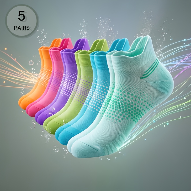 TEMU 5 Pairs Unisex Running Socks, Shock-absorbing And Breathable, Athletic Socks, Size 36-42