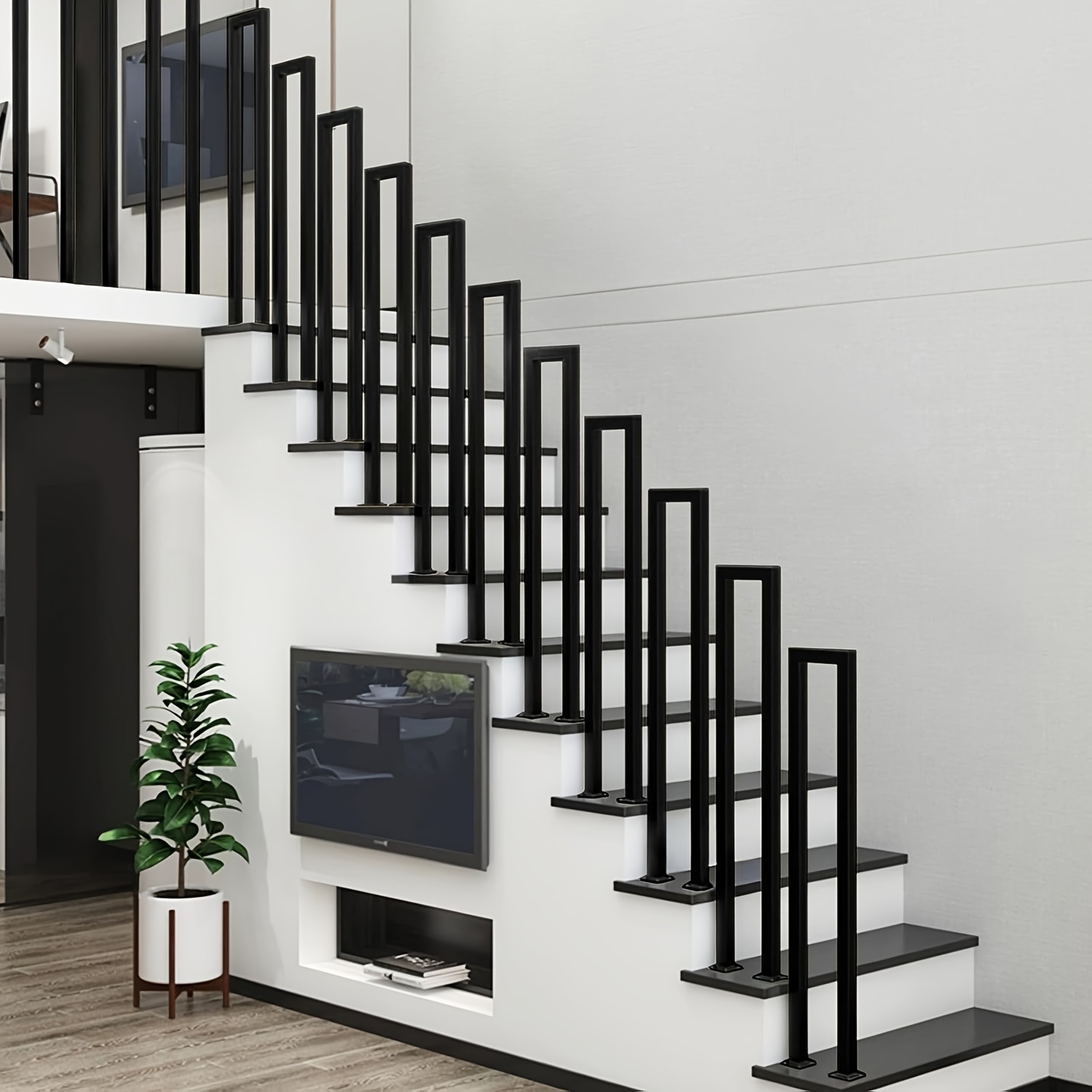 Main-Courante U-Shaped Noir Mat Pour Escalier – Style Rétro, Antidérapant Et Solide