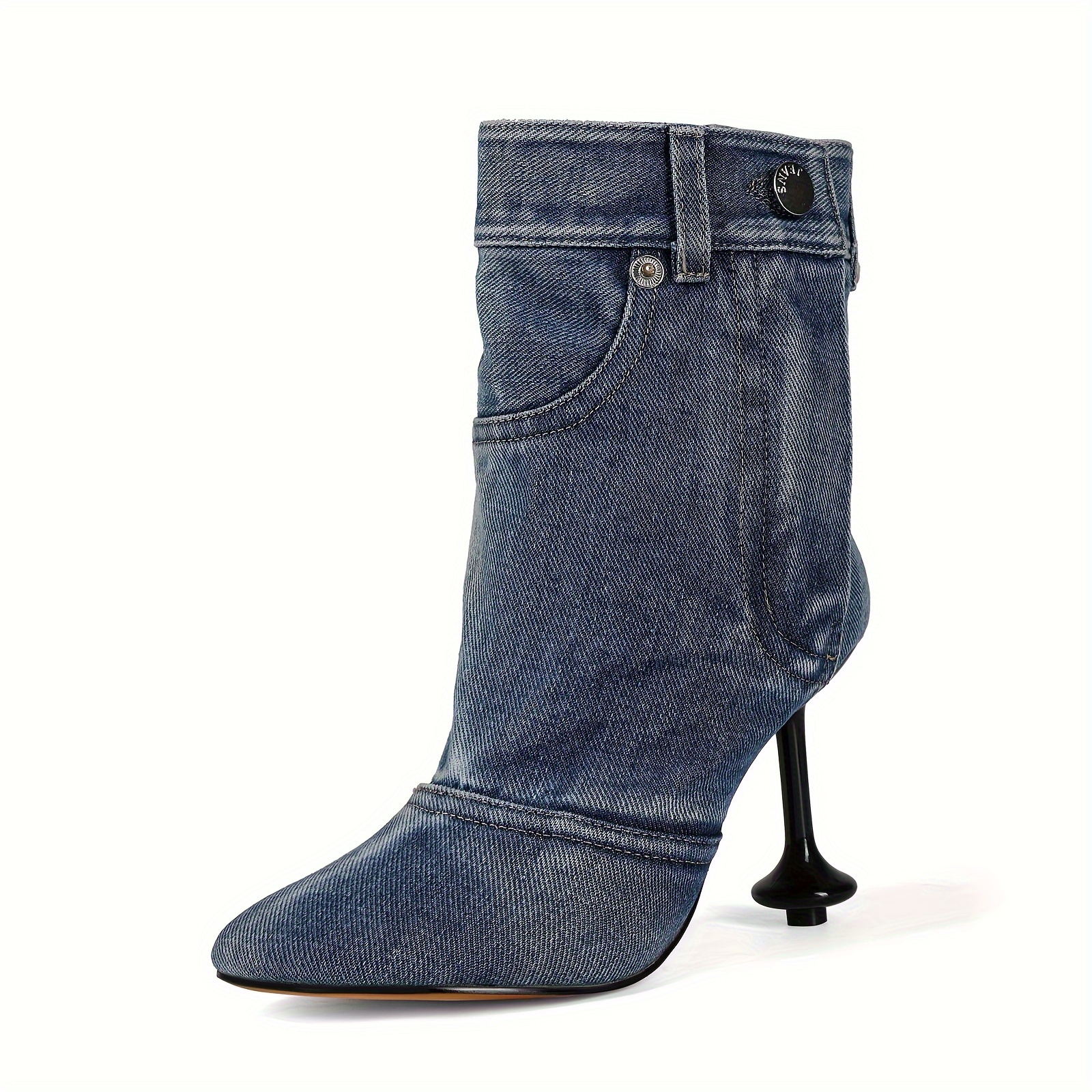 denim ankle boots low heel denim boots