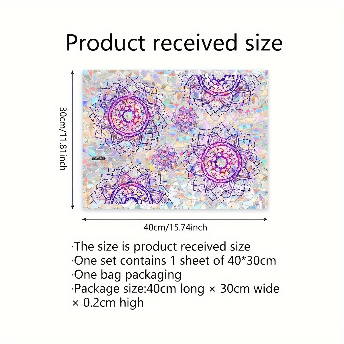A Sun-purple Mandala For Lotus Static Cling Window Film, Double-sided Home Decor Wall Sticker