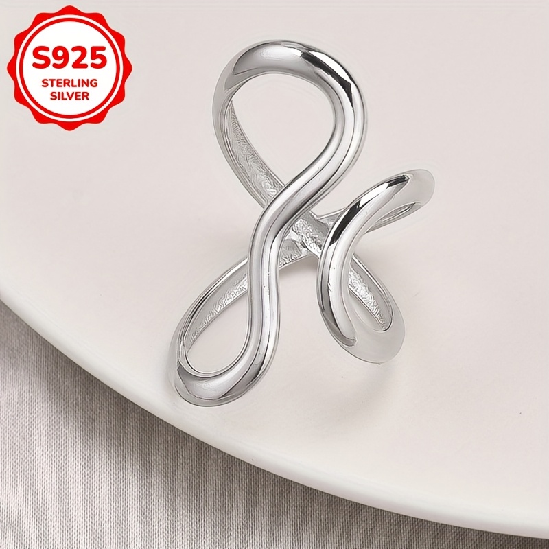 Adjustable Open Ring for Women Minimalist Line 925 Sterling Silver Lightweight