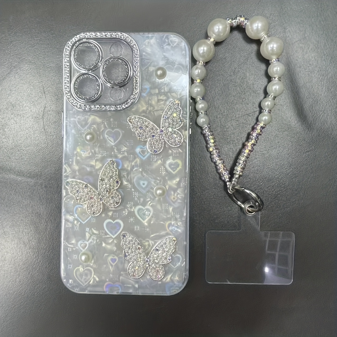 TEMU para Teléfono - Nueva 3D de con Perlas para Apple 17 Pro Max, Compatible con iPhone 15, con Película de Lente de Diamantes de para Protección