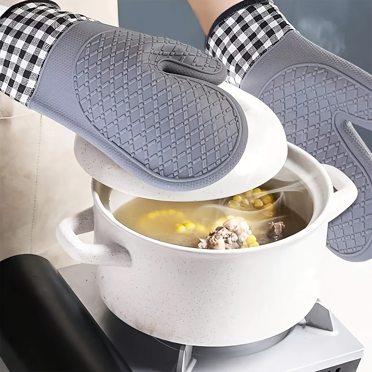 

Silicone Kitchen Gloves For Cooking & Baking - Heat Resistant, Non-slip Grip, Hand Wash Only 1pc