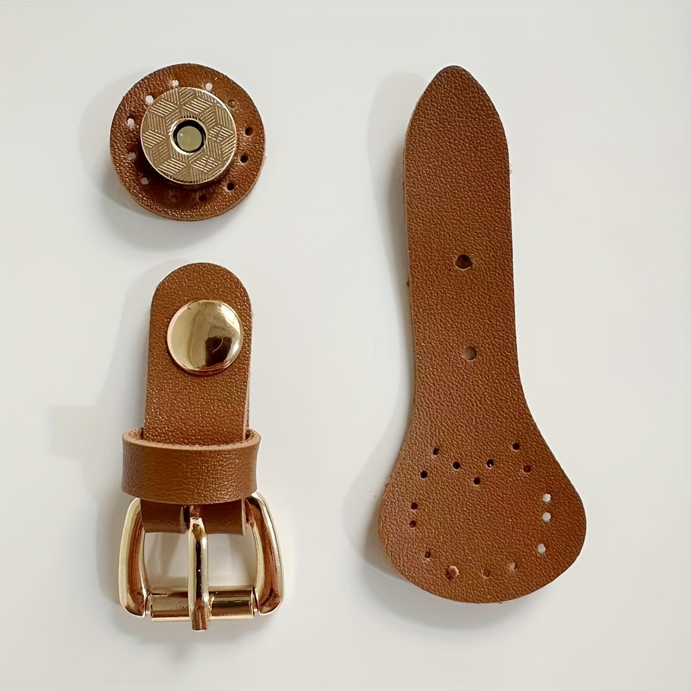 Image of 1pc Bag Lock Cowhide Bag Sew On Snap Closure Pu Leather Bag Latch With Iron Alloy Button For Handbag Shoulder Bag Purse Making Supplies