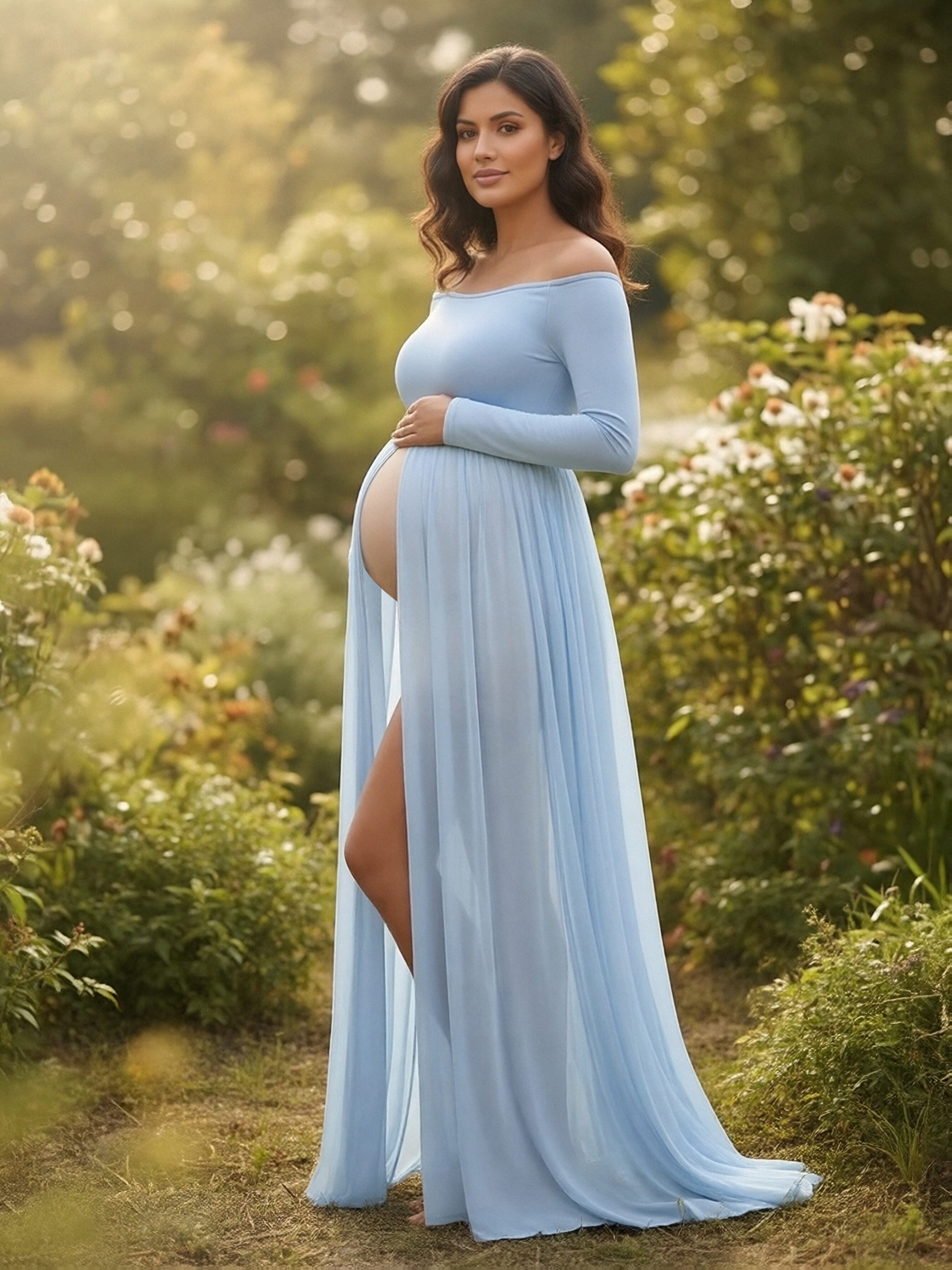 fashionable elegant maternity dress elastic - Temu Cyprus