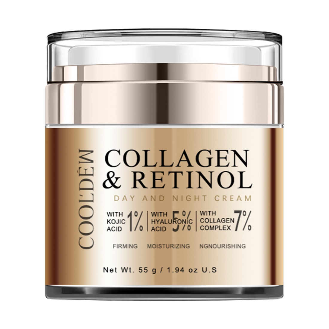 Image of 1pc 55g Collagen Retinol Cream, Enriched With Hyaluronic Acid And Kojic Acid, Moisturizes And Nourishes The Skin. 5% Collagen Complex Provides Gentle Hydration And Nourishment, Suitable For Types