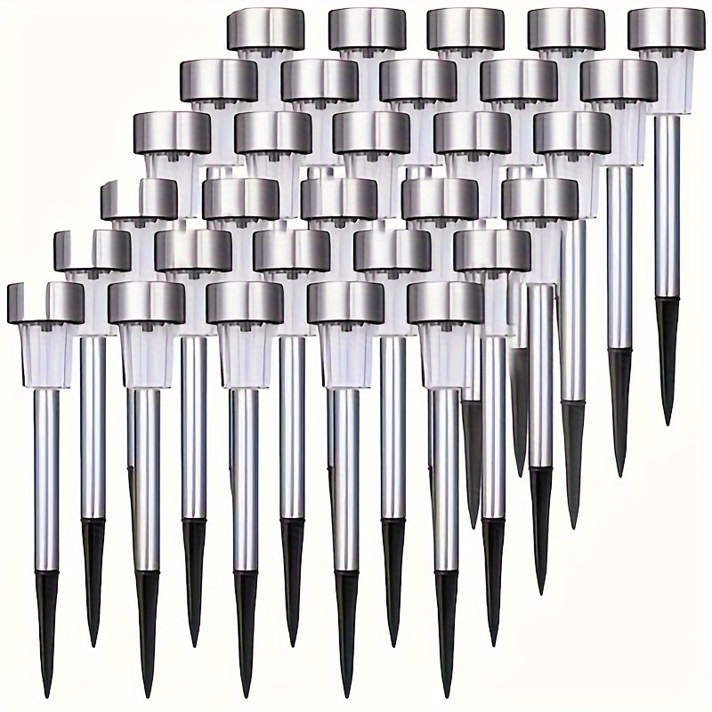 

12-piece Solar-powered Led Lawn Lights - Stainless Steel, Perfect For Gardens, Patios, Pathways & More