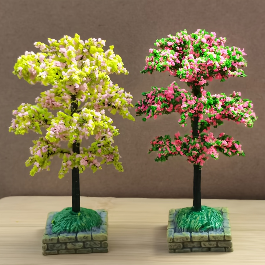 2pcs Mini Simulation Tree Car Dashboard Decoration, Which Can Enhance The Car Interior, And Is Suitable For Decorating Desks, Dressing Tables, And Micro Landscape Sand Table Models