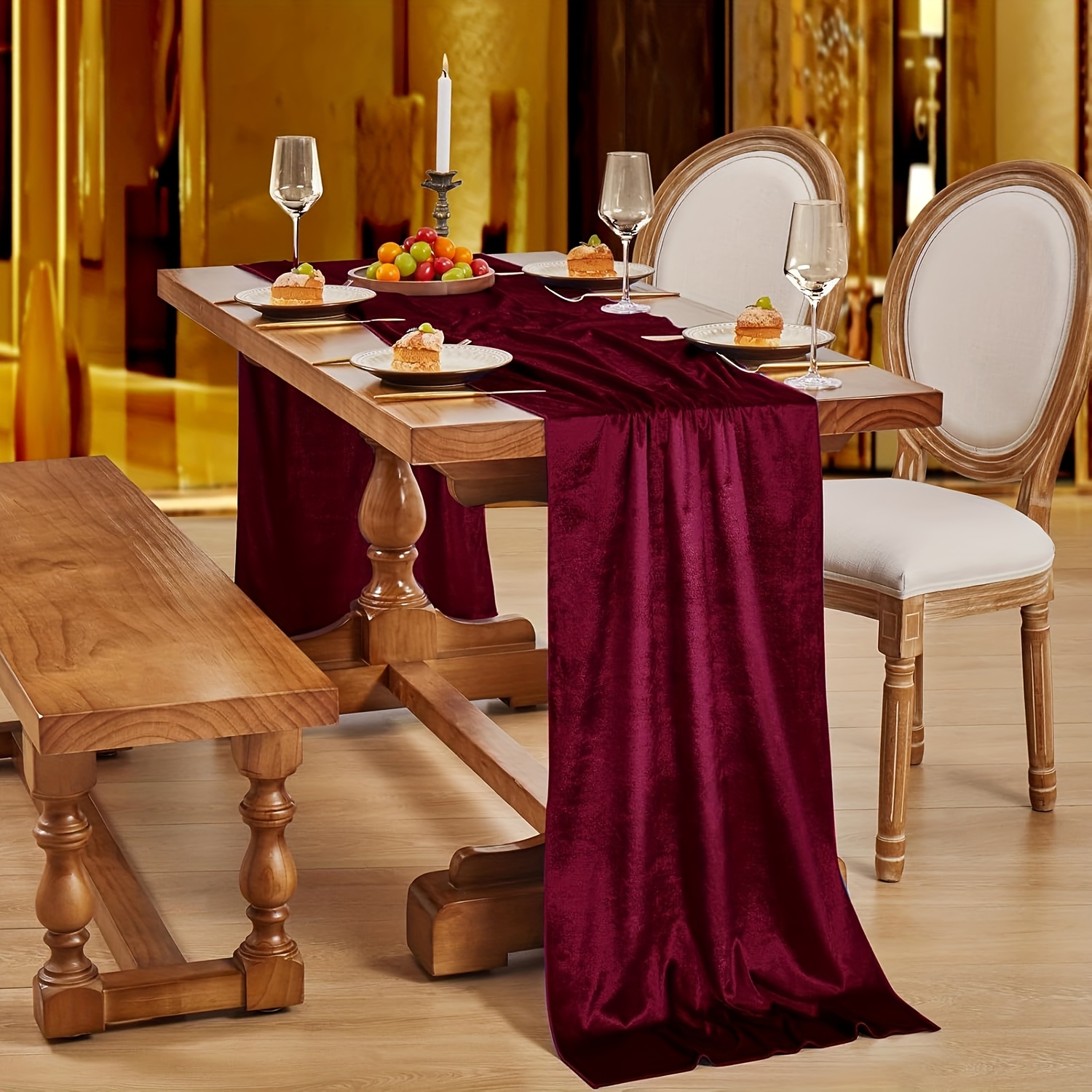 velvet table runner sold on Temu United States