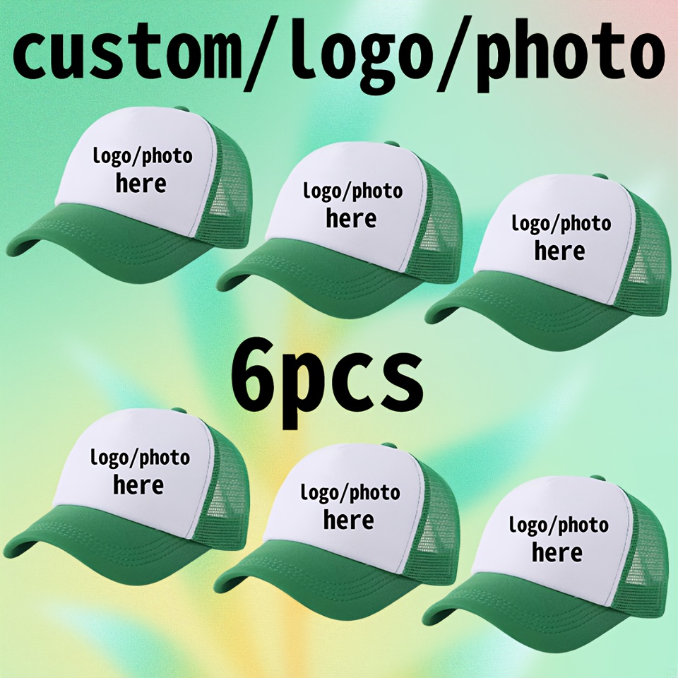 6 Customizable Mesh Trucker Hats, Lightweight Adjustable Size