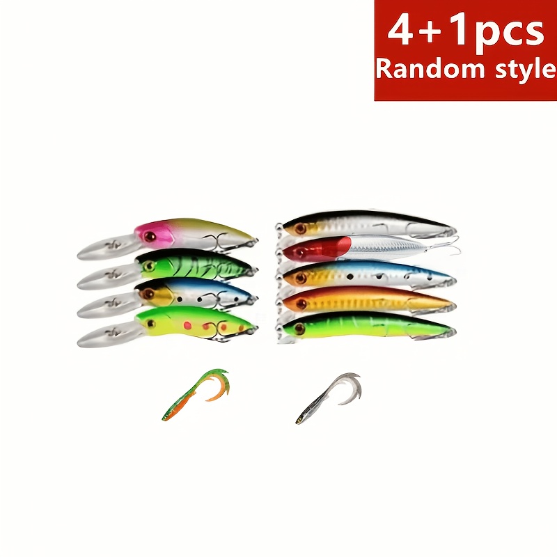 TEMU 5pcs Random Style Bionic Minnow Lure Saltwater Fishing Lure Hard Lure Artificial Lure Freshwater Fishing Lure Set