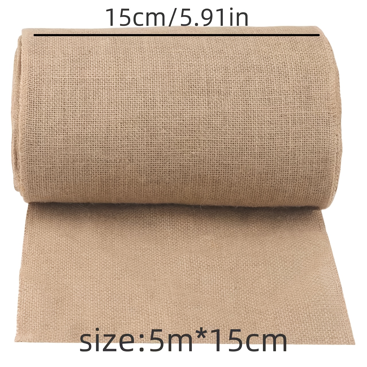 E-shop 5 Meter langes, 10/15 cm breites Natur Jute Stoffband - Sackleinen Geschenkverpackung Weihnachten Vintage Hochzeit Tischläufer Tischdecke, Beige