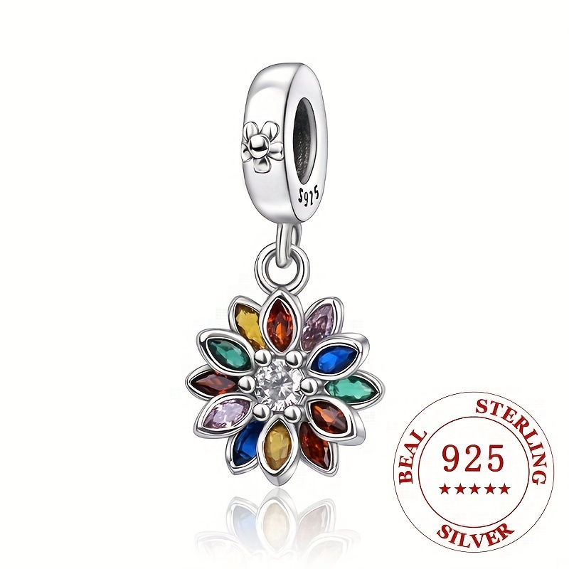 

1pc 925 Sterling Silver Colorful Snowflake Charm Pendant Luxury Diy Jewelry Making Accessory