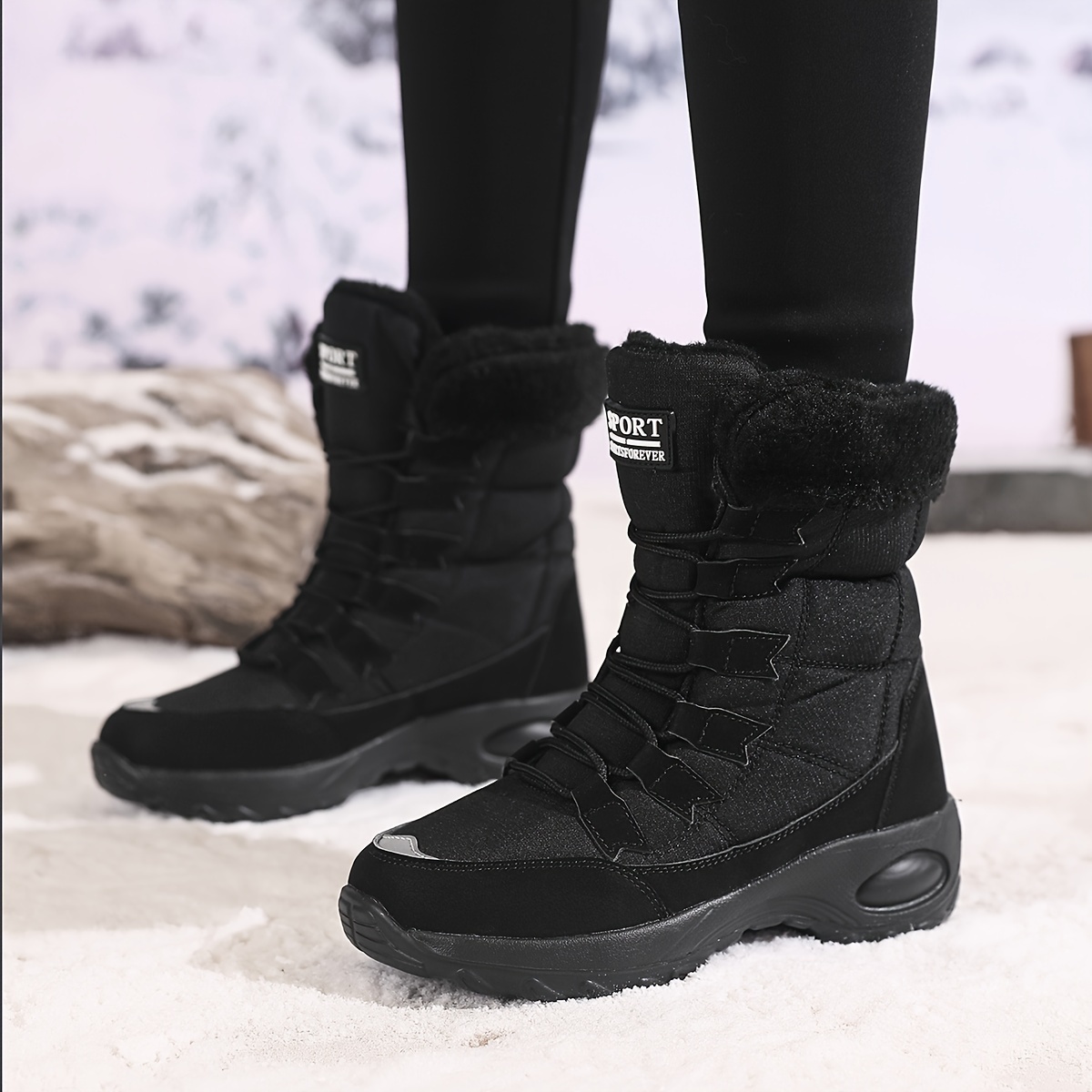 Image of Women's Mid-calf Boots, Winter Warm -lined Fashion Short Boots For Women, Women Shoes