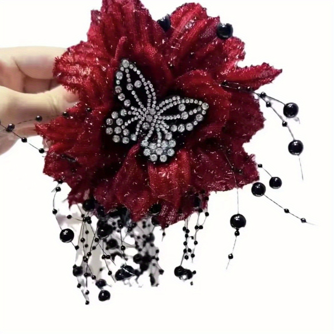 Rose Flower Ribbon Anti-rhinestone Shark Hair Claw Clip, High-end Ancient Style Versatile Hair Accessory For An Elegant Look