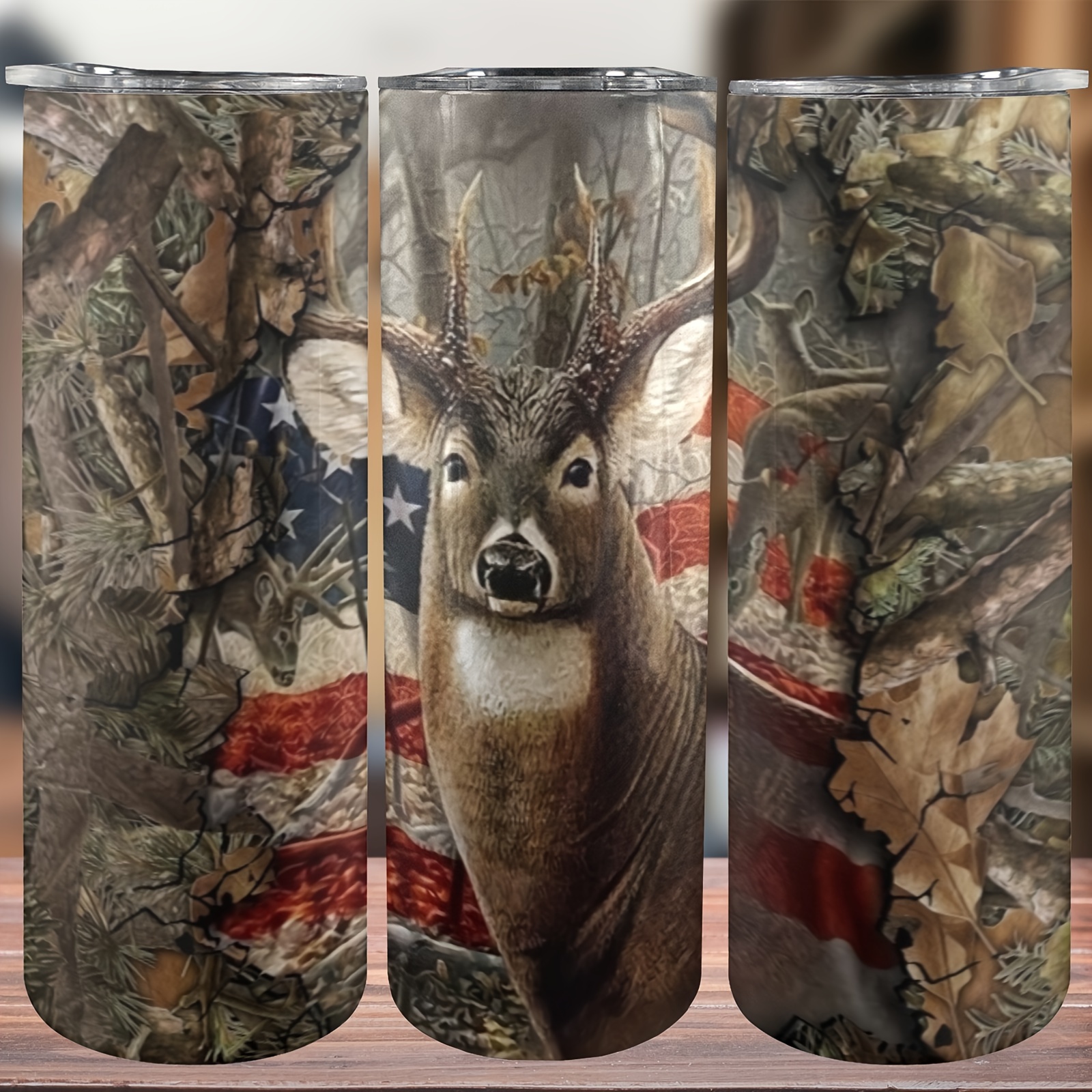

1 Set, Water Cup Set, Cute Deer Printed Tumbler With Lid And Straw, Cleaning Brush, Stainless Steel Water Bottle, Insulated Water Cups, Summer Winter Drinkware, Outdoor Travel Accessories